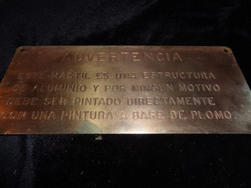 Letrero-placa Antigua, Señaletica De Mástil En Naviero.