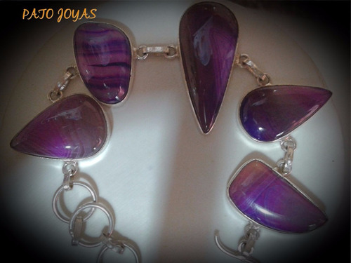 Pulsera De Plata Con Piedra Onix Violeta