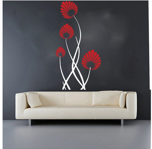 Vinilo Pared Flores 2 Colores Decoracion Wall Stickers