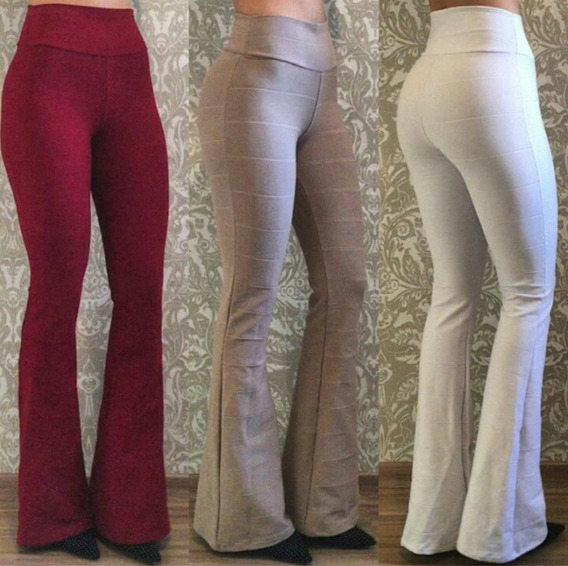 calça feminina flare bandagem