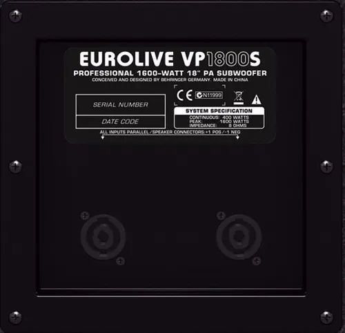 Behringer Eurolive Vp1800s Subwoofer Pasivo 18p 1600w.