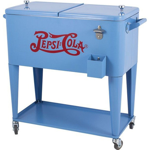 Cooler Refri Azul Rodizio Ferro/plastico Fullway 77x90x46cm