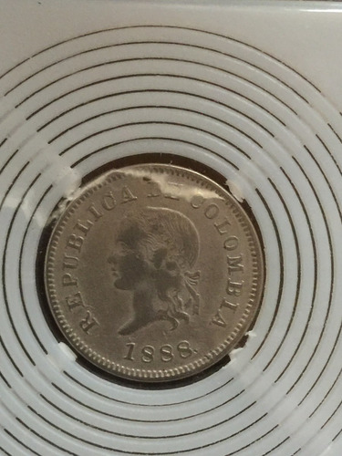 Escasa Moneda De 5 Centavos Colombianos Del Año De 1888