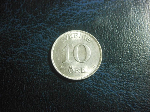 Moneda Suecia 10 Ore 1942 Plata Ley 0.800 15mm