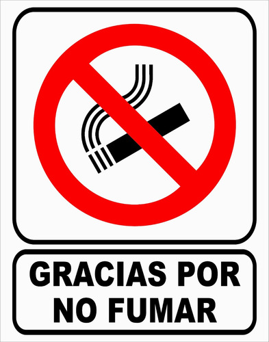 Cartel Gracias Por No Fumar 22x28 Cm Alto Impacto Oferta!!!