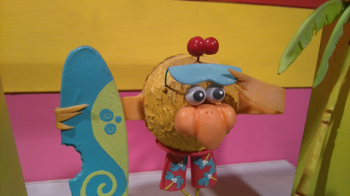 Cuadro Corporeo 3d Super Pollo Surf Playa Nuevo
