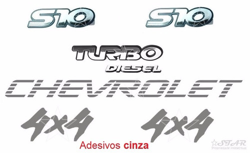 Emblemas S10 + Turbo Diesel 4x4 + Faixa Cinza - 1995 À 1999