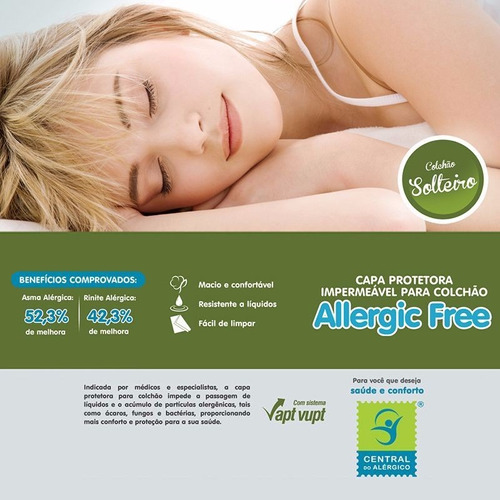 Protetor De Colchão Impermeável Allergic Free Solteiro