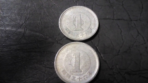 Oferta! 02 Moedas Japão 1 Yen Aluminio, 20mm