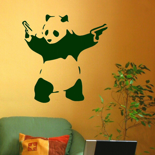 Calco Sticker Decorativo Panda Con Armas Banksy P Pared