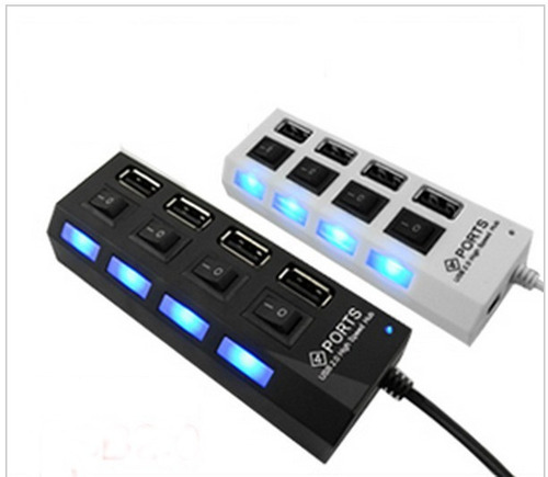 10 Pzs Hub Usb 2.0 4 Puertos Con Switch Led Laptop Pc Alta
