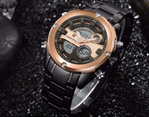Relógio Masculino Naviforce 9088 Dourado Aço Inoxidável Top