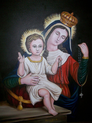 Virgen Del Rosario_oleo Sobre Tela_ 80 X 60 Cm