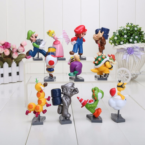 Set Con 11 Muñecos De Colección Mario Bros Yoshi Luigi Dk