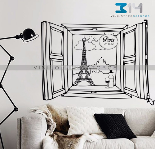 Vinilo Decorativo Ventana Paris Sticker Gigante Torre Eiffel