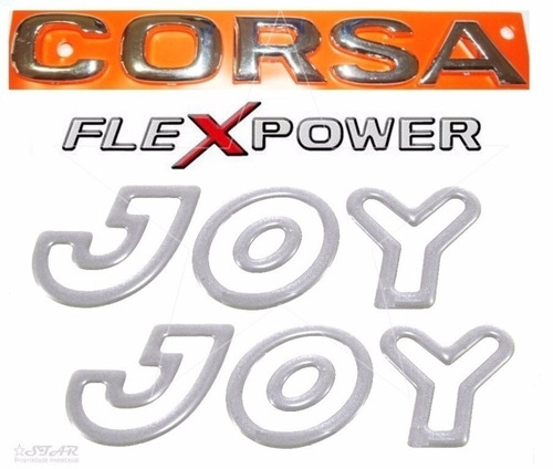 Emblemas Corsa Hatch Flexpower + Joy Prata - 2003 À 2007