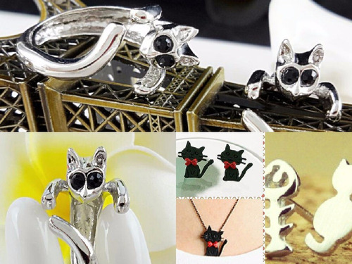 Zarcillos Collares Anillos Gato Suerte Feng Shui Accesorios