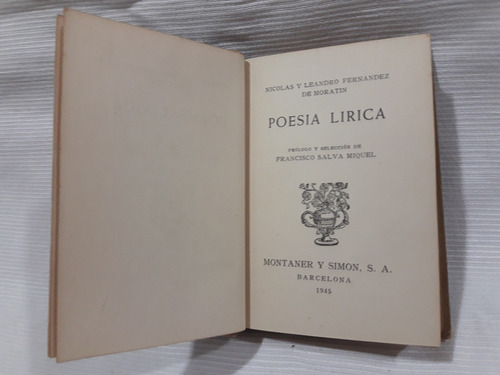 Poesia Lirica Fernandez Moratin Montaner Y Simon Tapa Dura