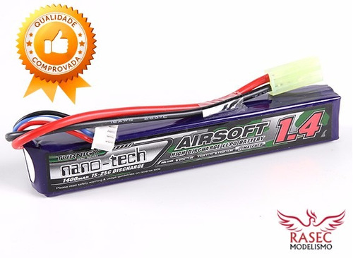 Bateria Lipo Airsoft  1400mah 2s 15~25c 7.4v A