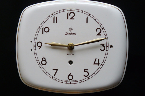Antiguo Reloj Pared Junghans Aleman Porcelana 8 Dias Año 60