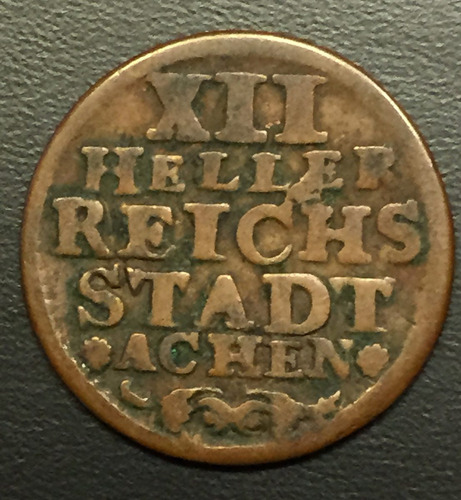 Ale148 Moneda Alemania Aachen 12 Heller 1760 G-vg Ayff