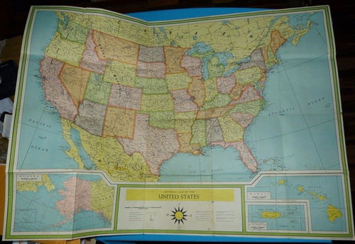 Antiguo Mapa Estados Unidos Usa Book Enterprises Alaska Hawa
