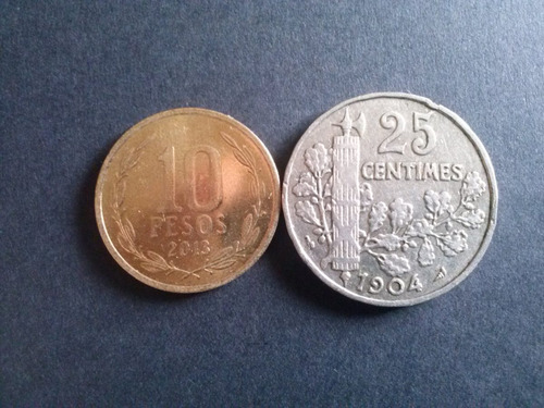 Moneda Francia 25 Céntimos Níquel 1904 (c34)