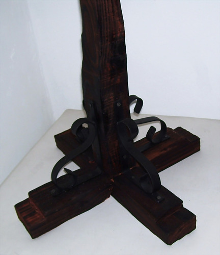 Lampara De Pie Rustica En Madera Oferta!!