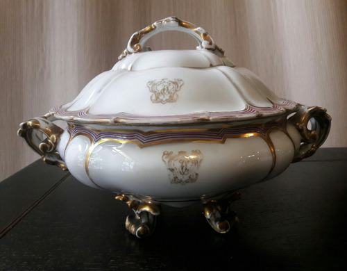 Antigua Importante Sopera De Porcelana Francesa Viejo Paris