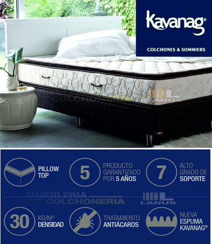 Colchon Kavanag Metal Doble Pillow 140x190x28 Alta Densidad