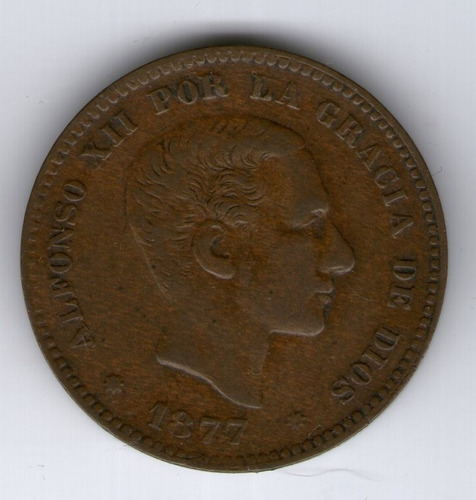 España Moneda De 1877 5 Centimos Alfonso Xii - Argentvs