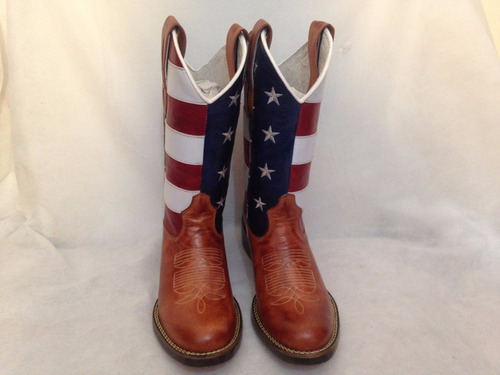 Bota Country Texana Feminina Bandeira Estados Unidos