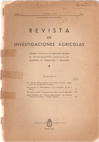 Revista De Investigaciones Agricolas