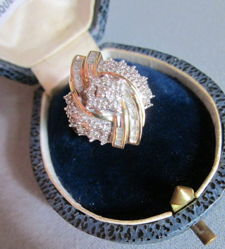 Anillo Art Deco Oro 14 Kts Con Brillantes