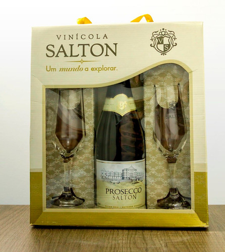 Kit Espumante Salton Prosecco Brut 2012 750 Ml Com 2 Taças