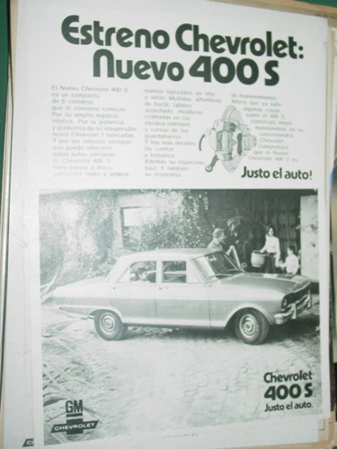 Publicidad Automoviles Chevrolat Estreno Chevrolet 400 Auto