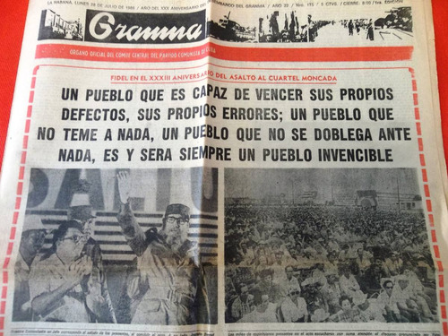 Granma La Habana 1986 Periódico Cubano Excelente