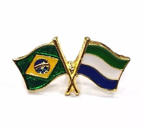 Bótom Pim Broche Bandeira Brasil X Serra Leoa Folheado Ouro