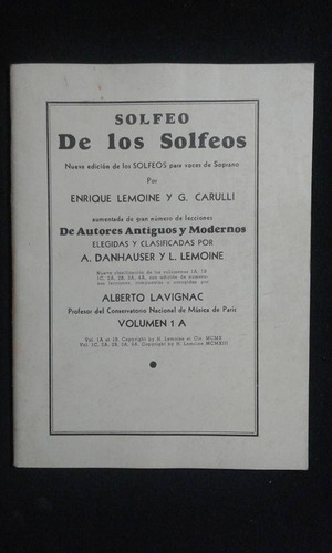 Imagen 1 de 1 de Solfeo De Los Solfeos Enrique Lemoine Y G. Carulli