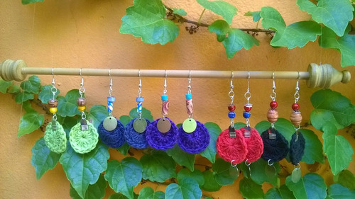 Aros Tejidos Al Crochet Artesanales, Diferentes Colores