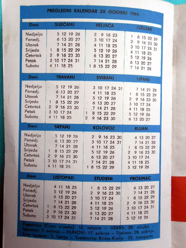 Dánica 1964 - Pucki Kalendar Zagreb 1964