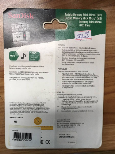 Cartão De Memória M2 Sandisk 4gb