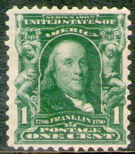 Estados Unidos Sello Nuevo Benjamin Franklin X 1c. Años 1902