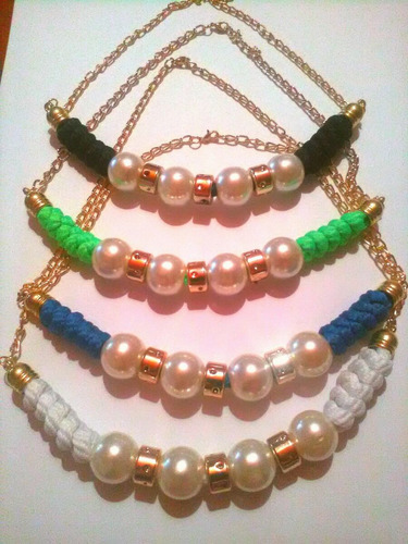 Collares Bellos De Cordon De Algodón Con Perlas