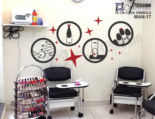 Imagem 2 de 6 de Adesivo Papel De Parede Manicure Cabeleireiro Exclusividade!
