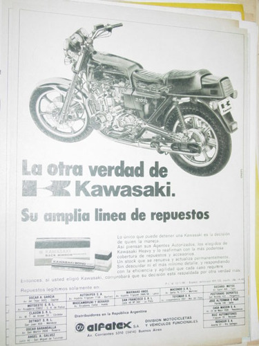 Publicidad Motocicletas Kawasaki Otra Verdad Linea Repuestos