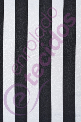 Tecido Jacquard Estampado Listrado Branco E Preto 5m X 1,4m