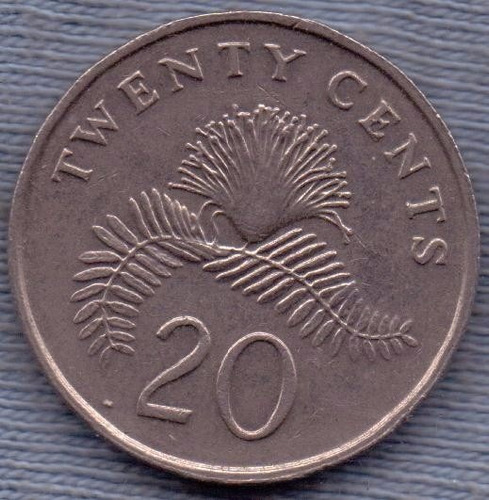 Singapur 20 Cent 1991 * Planta Plumerillo *