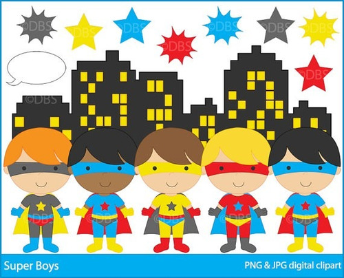 Kit Imprimible Chicos Superheroes Imagenes Clipart Cod786