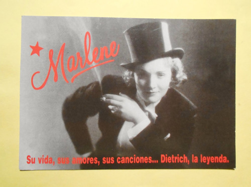 Postal Obra Marlene Homenaje Dietrich Comedia Pam Gems 2001